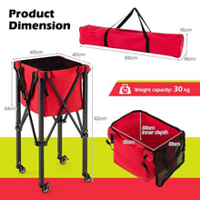 Load image into Gallery viewer, Foldable Pickleball Cart with Lockable Wheels and Removable Bag | Red | 150 balls