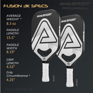 AMA Sport Fusion - Black & White | 3K 20mm with foam edge | Emulates Selkirk Luxx Control S2