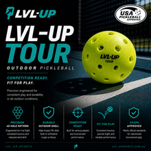 Load image into Gallery viewer, In stock! LVL-UP X-40 Tour Outdoor Pickleball - Optic Yellow (100 balls)
