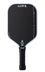 Monster Planet Mars - White Rim with Black Handle - Long Handle! 16mm core! Textured Surface - Elongated Pickleball Paddle