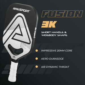 AMA Sport Fusion - Black & White | 3K 20mm with foam edge | Emulates Selkirk Luxx Control S2