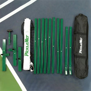 Picklenet® Pickleball Net. Flat poles never bend. Quick setup. Height sets automatically.