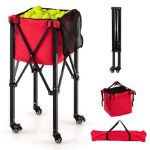 Load image into Gallery viewer, Foldable Pickleball Cart with Lockable Wheels and Removable Bag | Red | 150 balls
