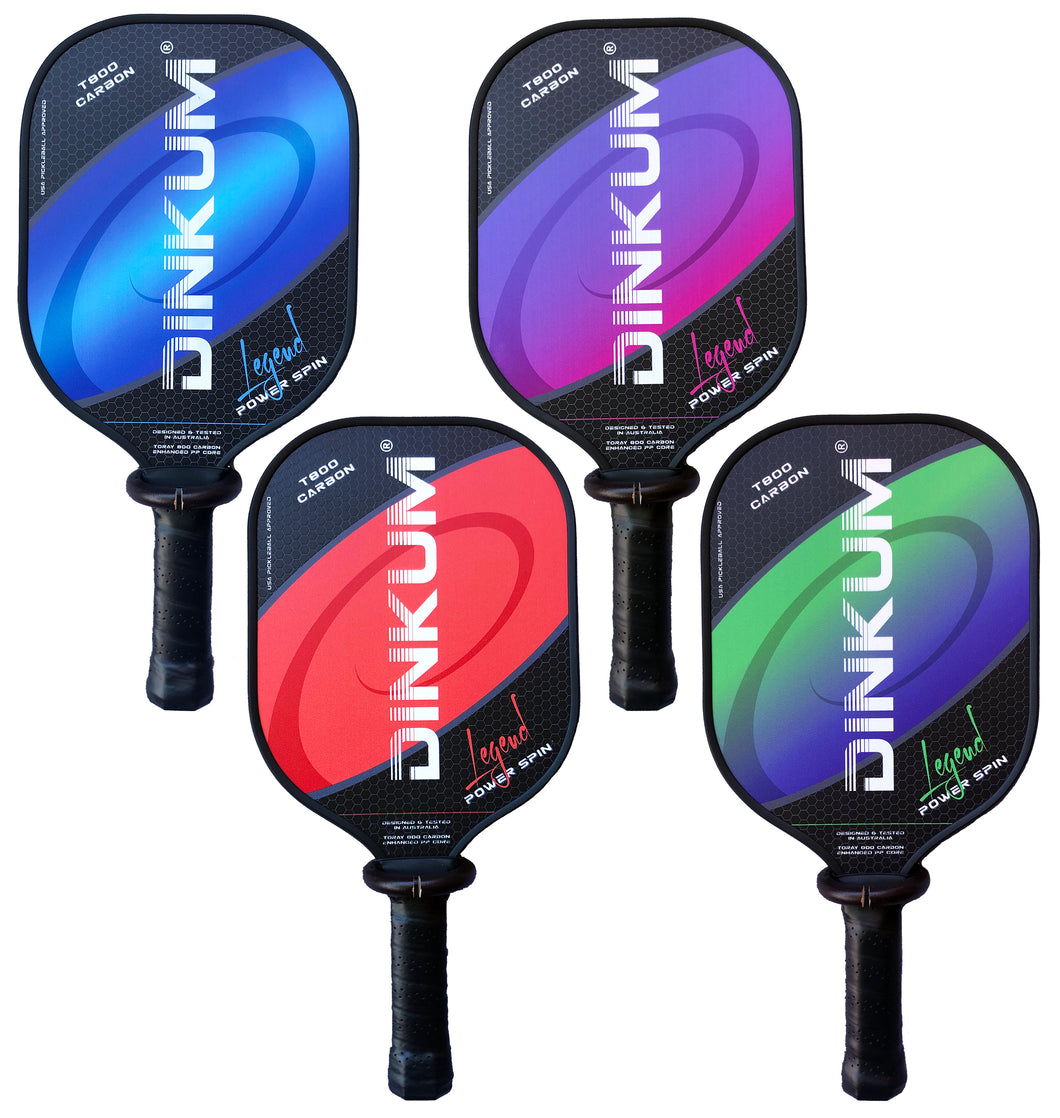 Dinkum® Legend Power Spin pickleball paddle. USAPA approved. Carbon fibre with textured surface.