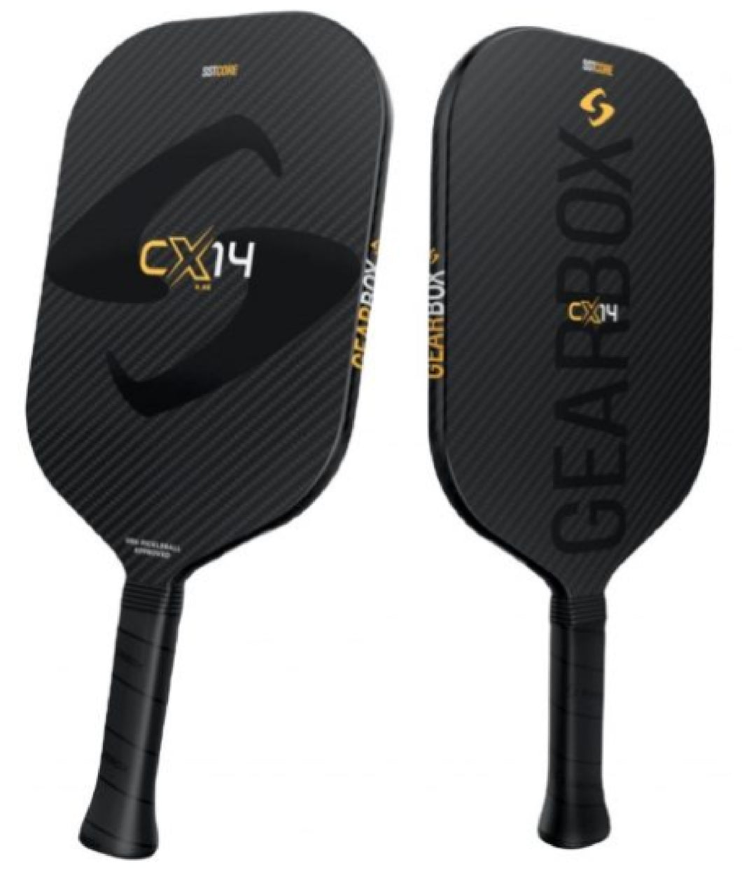 Gearbox CX14E 14mm elongated solid carbon pickleball paddle - no honeycomb!